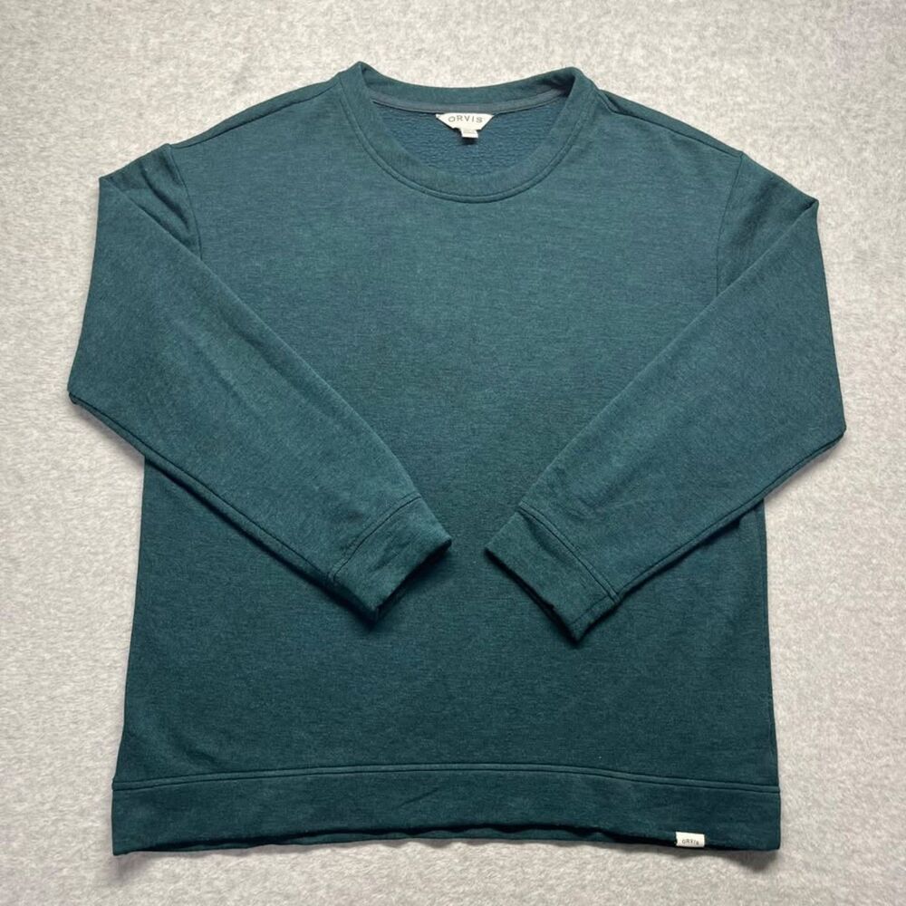 Orvis Women's Medium Teal Green Modal Blend Crewneck Pullover Sweatshirt